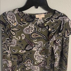 LOFT Women's Paisley Print Top - Green